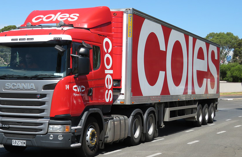 Big Red Coles Delivery Truck with Coles Branding