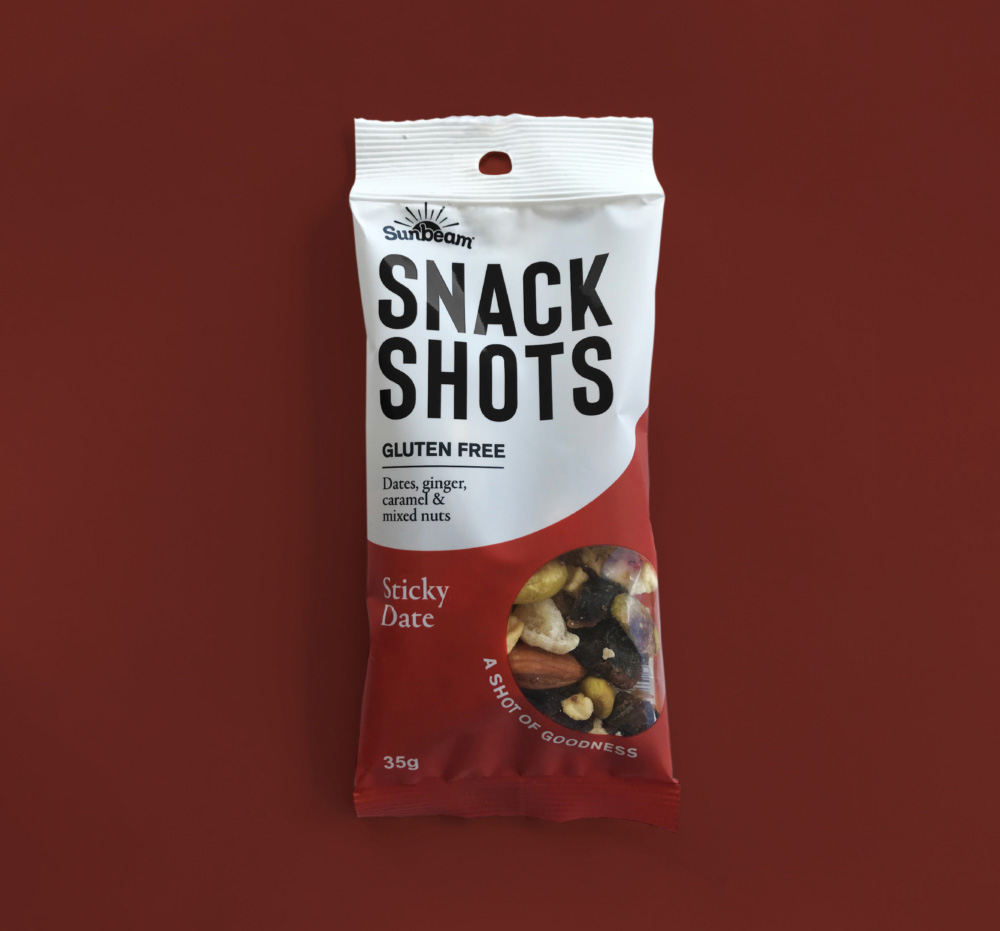 snack shots sticky date packaging mockup