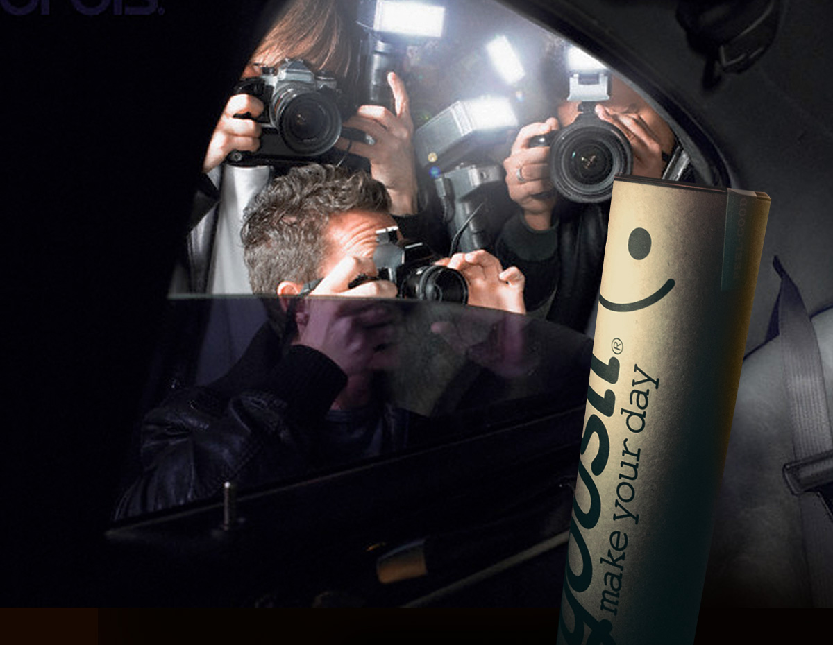 Yousli - Branding Agency image of packaging in car being shot by paps