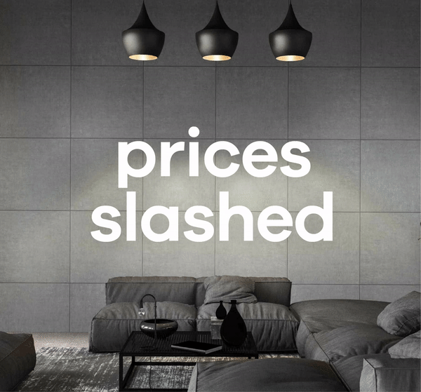 Prices slashed copy over living room photo