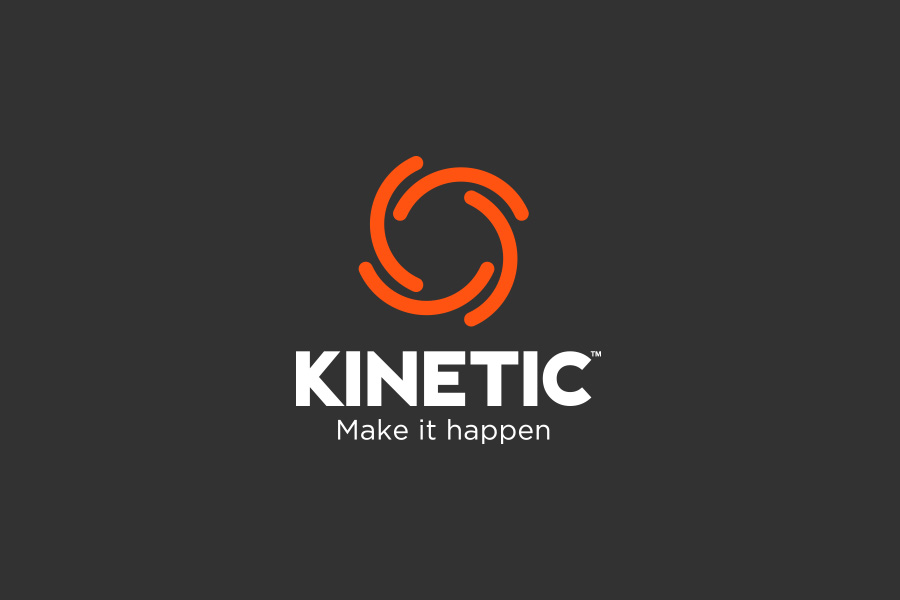 kinetic brand mark on grey background