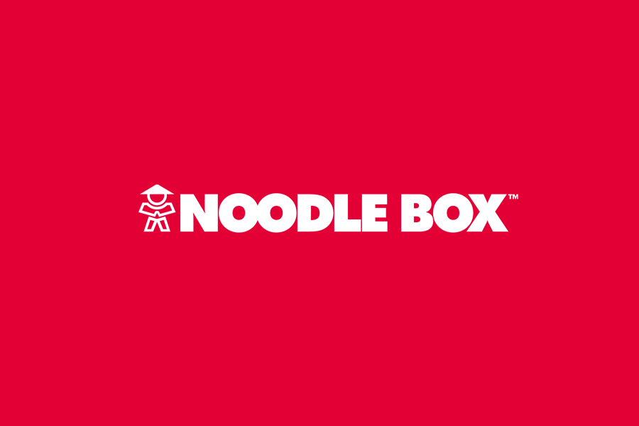 Noodle Box Taste like happy Brand mark and positioning line gif