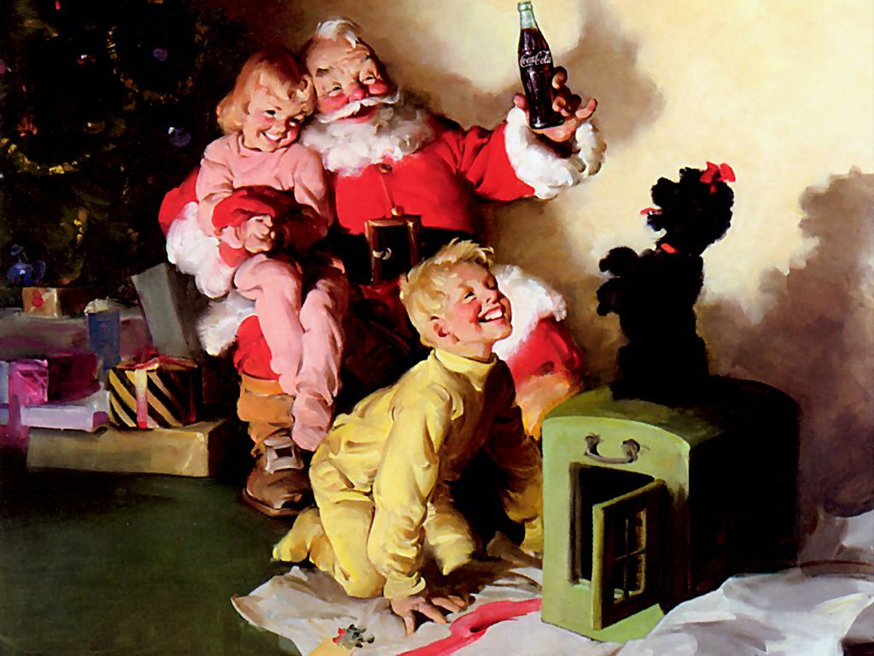 Classic Branding Design Coca Cola Santa With Kids